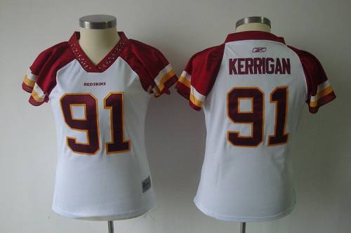 Redskins #91 Ryan Kerrigan White Women's Field Flirt Stitched NFL Jersey - Click Image to Close